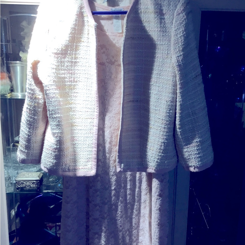 Elegant Lace Dress in Pink with blazer